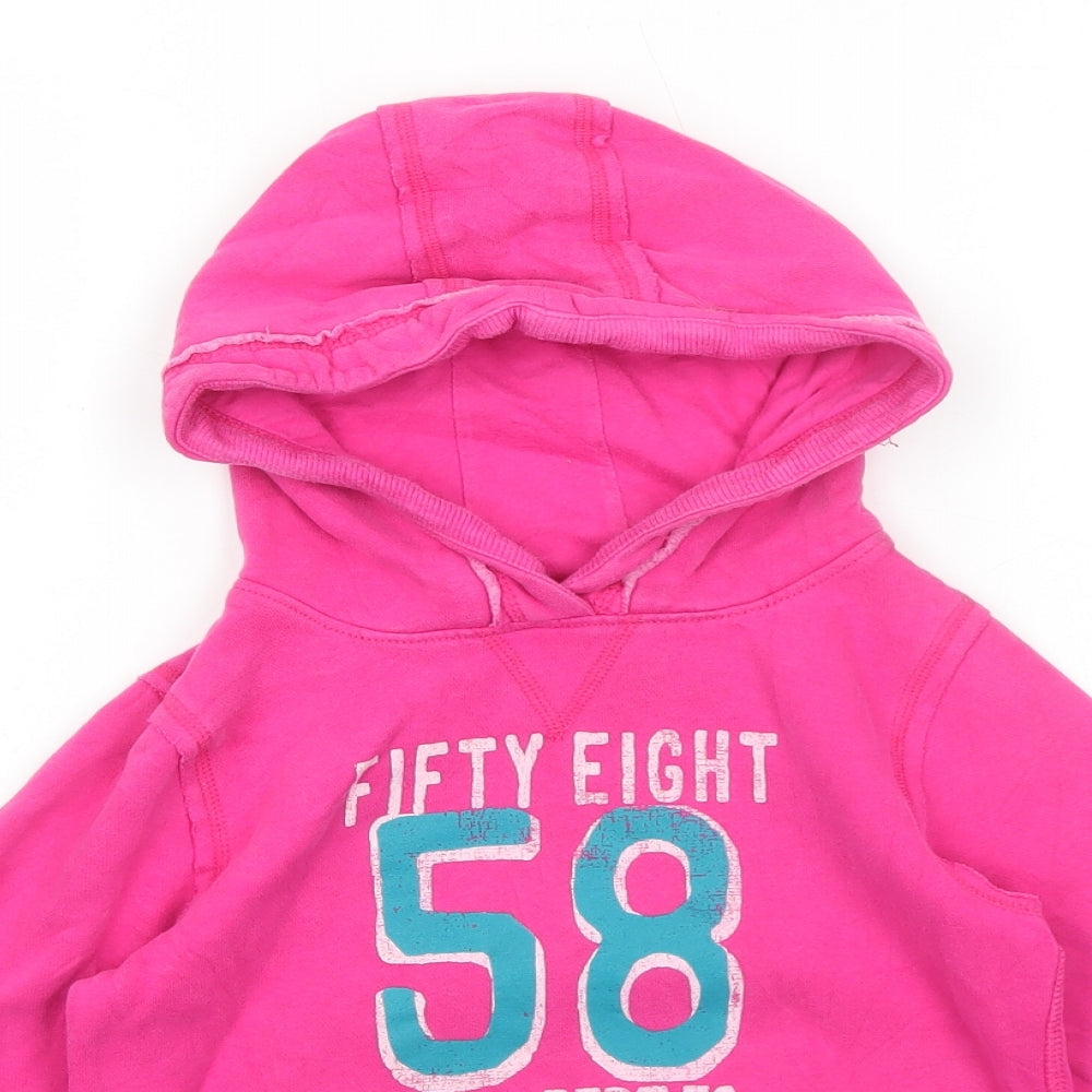 NEXT Girls Pink Cotton Pullover Hoodie Size 6 Years Pullover - 58