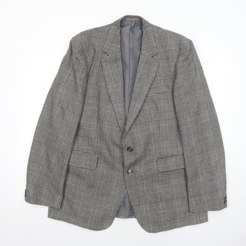 Quality Clothes Mens Grey Plaid Polyester Jacket Suit Jacket Size 42 Regular