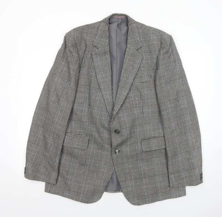 Quality Clothes Mens Grey Plaid Polyester Jacket Suit Jacket Size 42 Regular