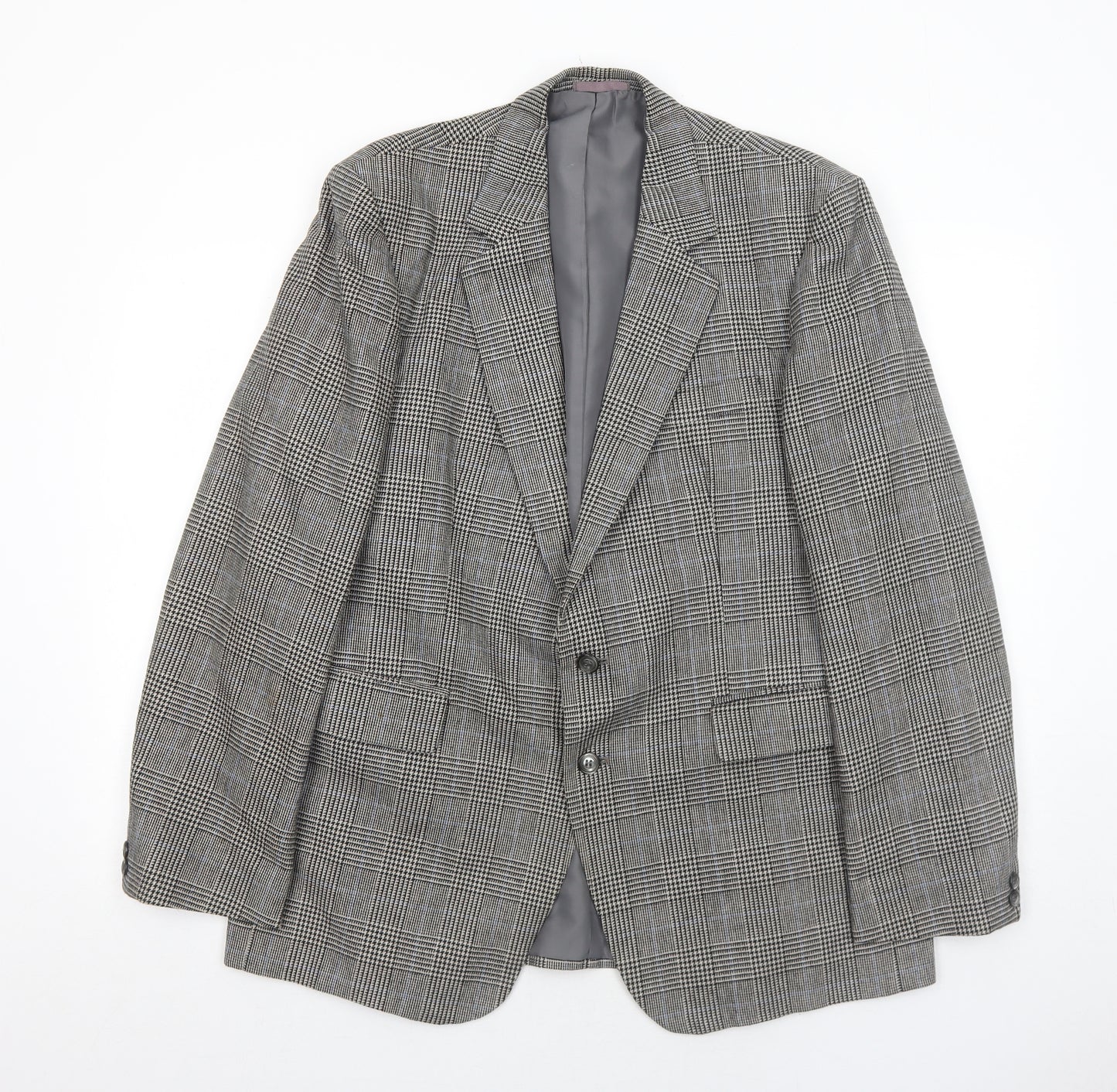 Quality Clothes Mens Grey Plaid Polyester Jacket Suit Jacket Size 42 Regular