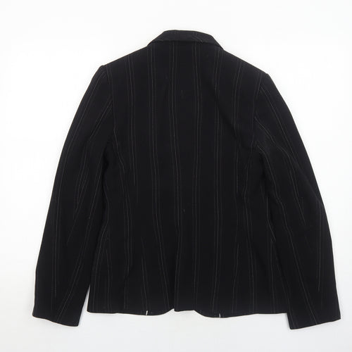 New Look Womens Black Striped Polyester Jacket Blazer Size 12
