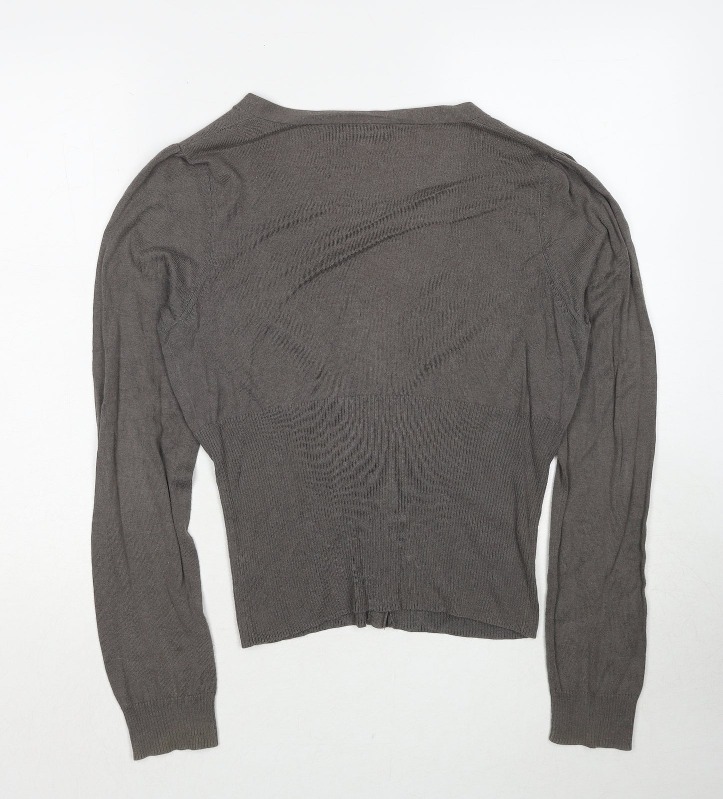 Lux Womens Grey V-Neck Cotton Cardigan Jumper Size L