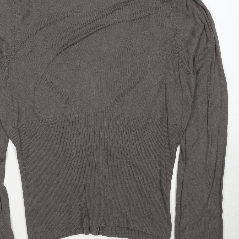 Lux Womens Grey V-Neck Cotton Cardigan Jumper Size L