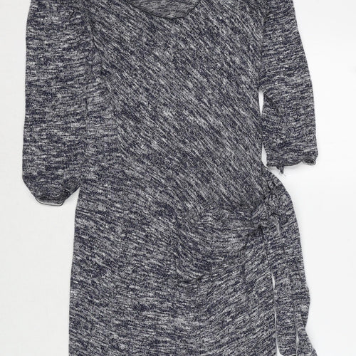 Studio M Womens Blue Polyester Jumper Dress Size S V-Neck Pullover
