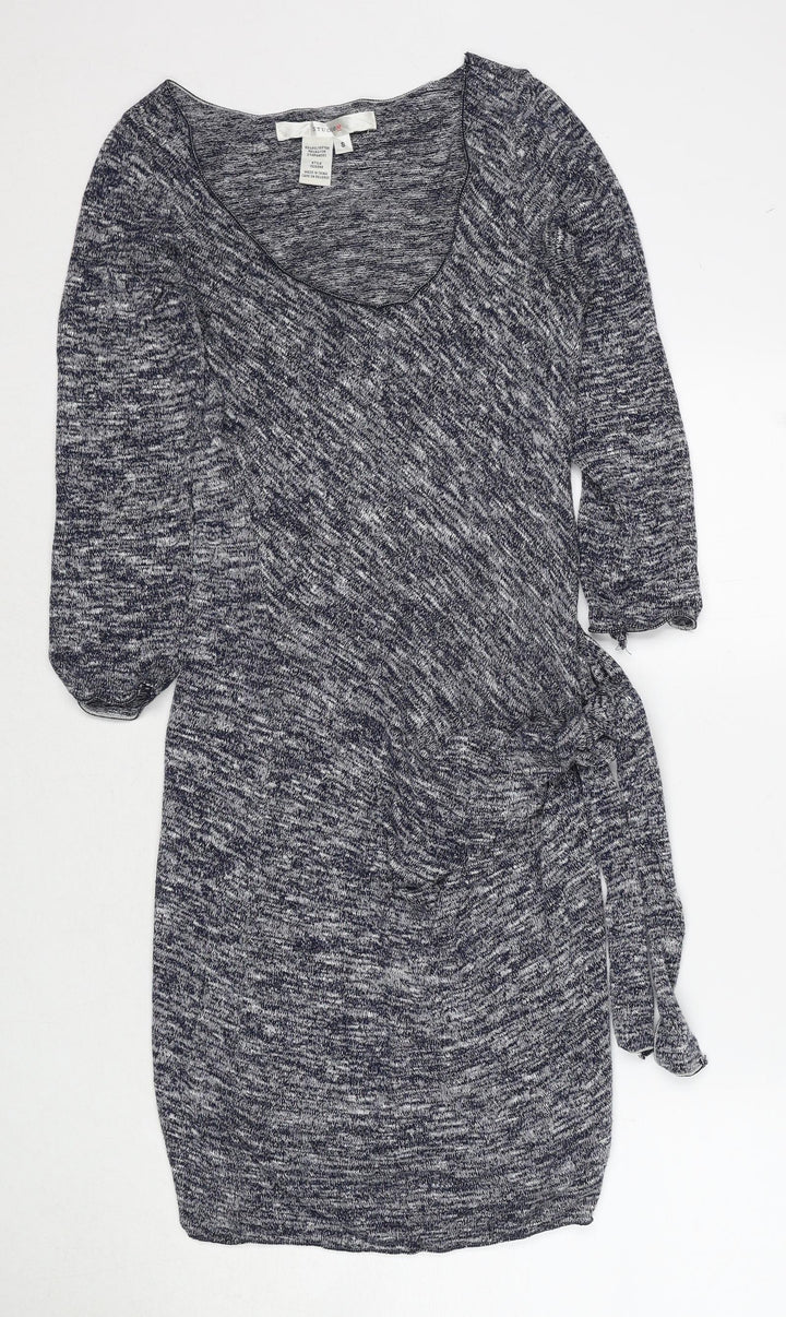 Studio M Womens Blue Polyester Jumper Dress Size S V-Neck Pullover