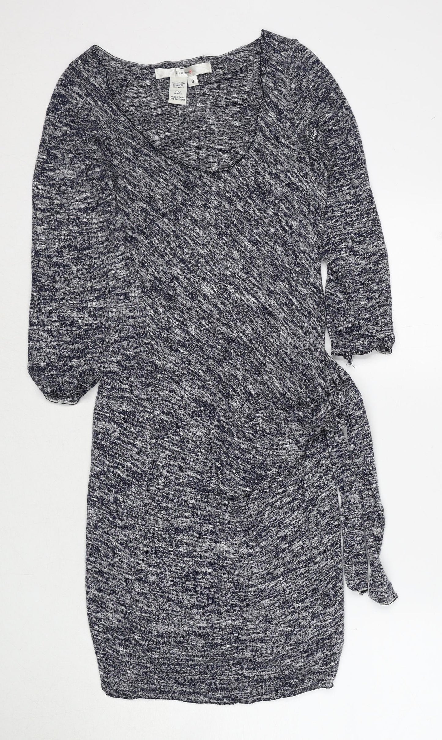 Studio M Womens Blue Polyester Jumper Dress Size S V-Neck Pullover