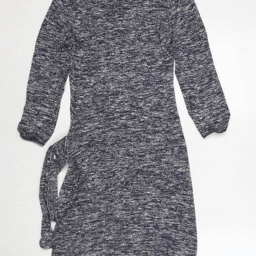 Studio M Womens Blue Polyester Jumper Dress Size S V-Neck Pullover