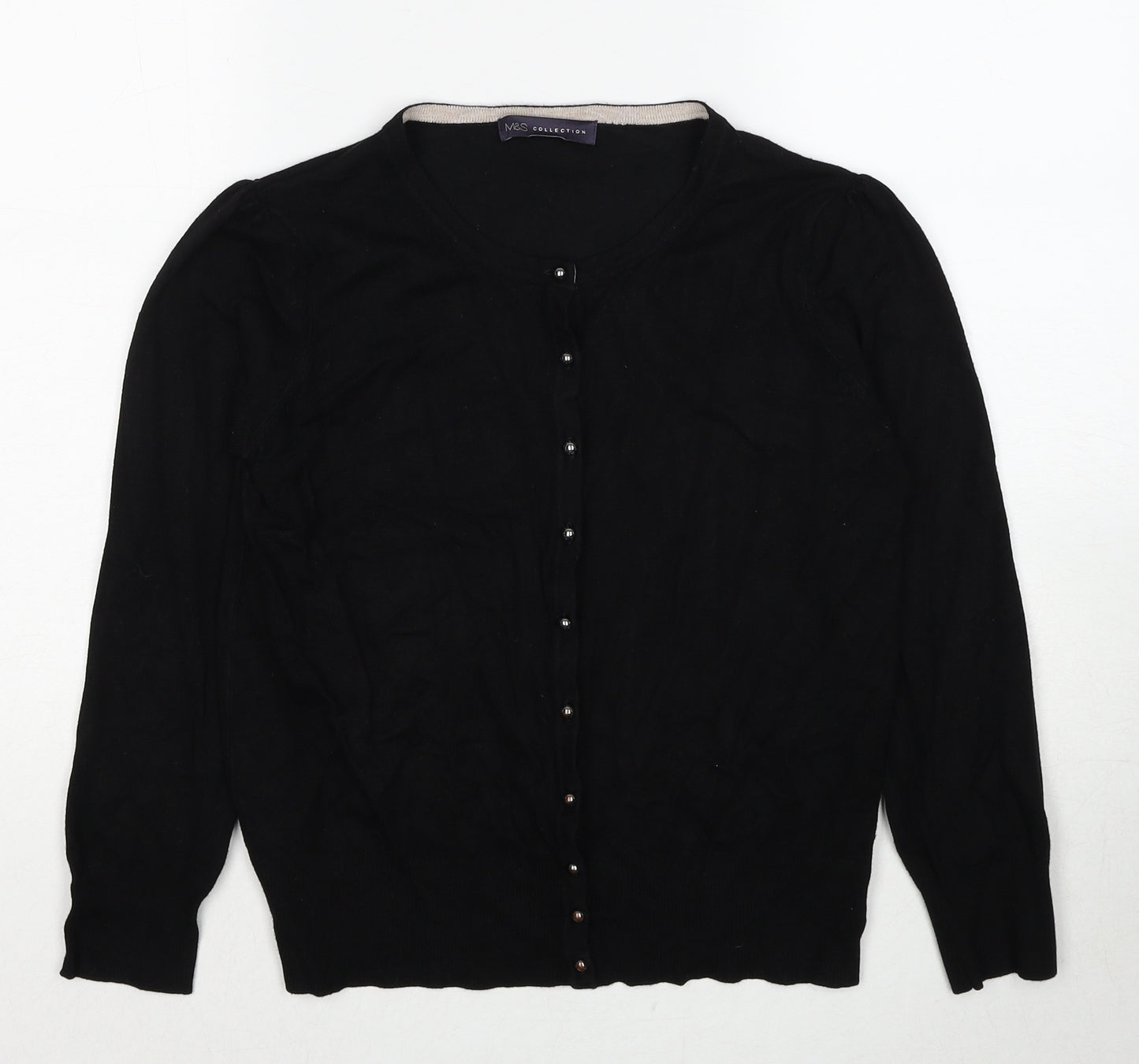 Marks and Spencer Womens Black Round Neck Viscose Cardigan Jumper Size 10