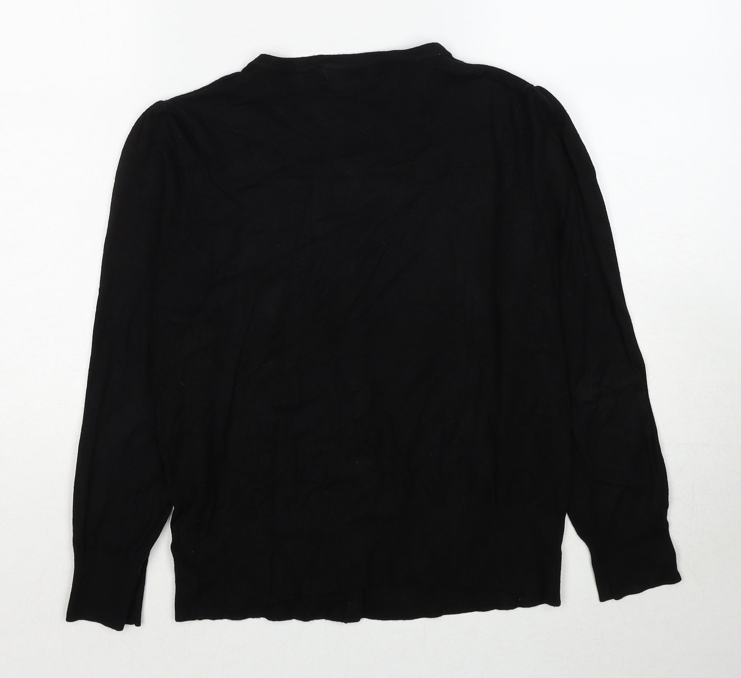 Marks and Spencer Womens Black Round Neck Viscose Cardigan Jumper Size 10