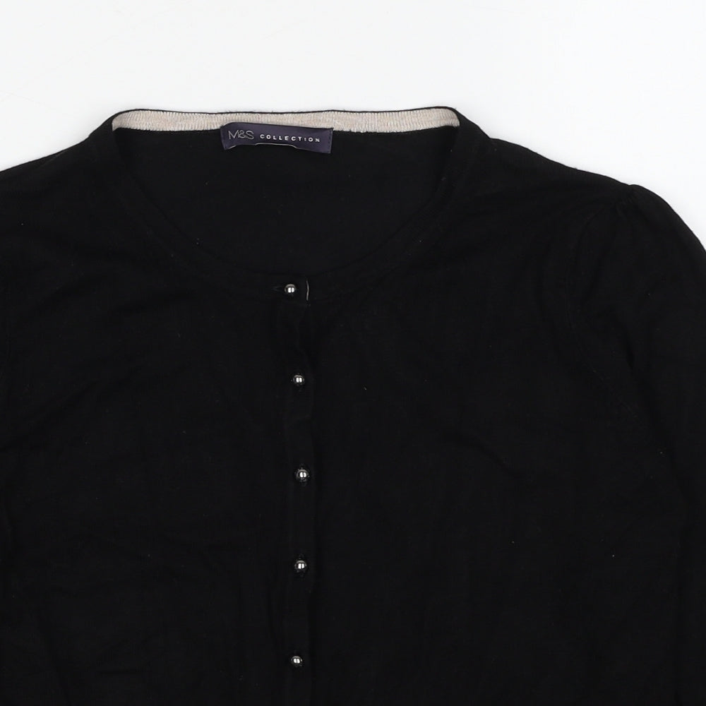 Marks and Spencer Womens Black Round Neck Viscose Cardigan Jumper Size 10