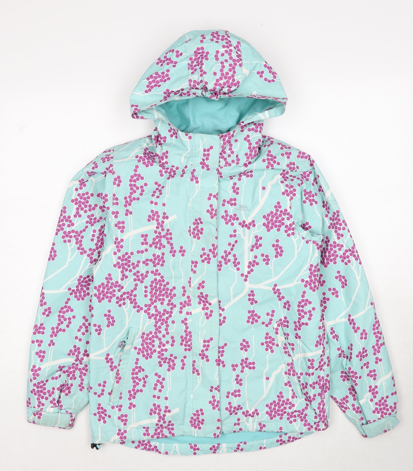Trespass Girls Blue Geometric Windbreaker Jacket Size 11-12 Years Zip