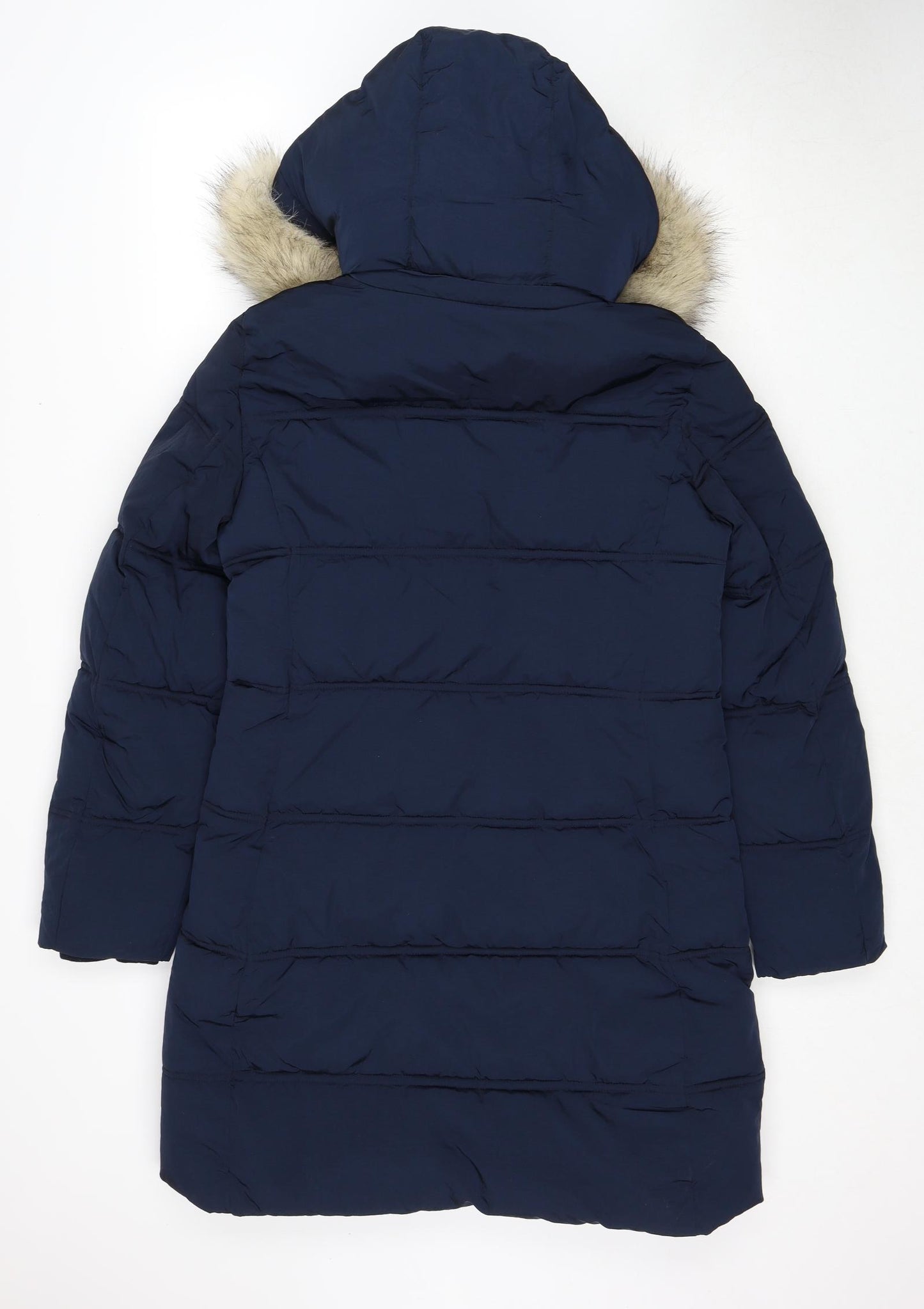 Marks and Spencer Womens Blue Quilted Coat Size 10 Zip