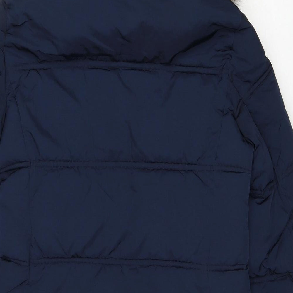 Marks and Spencer Womens Blue Quilted Coat Size 10 Zip