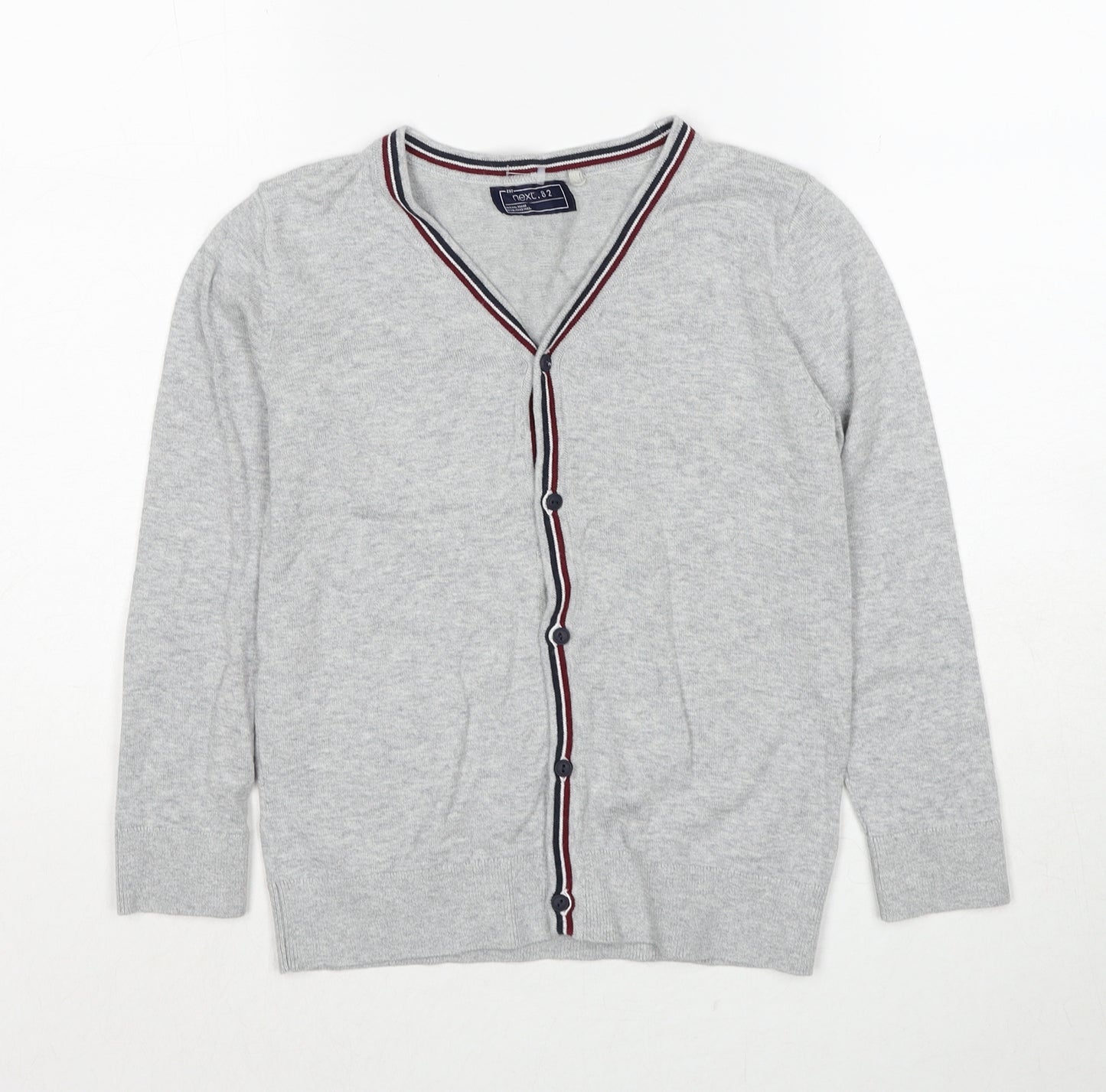 NEXT Boys Grey V-Neck Cotton Cardigan Jumper Size 7 Years Button