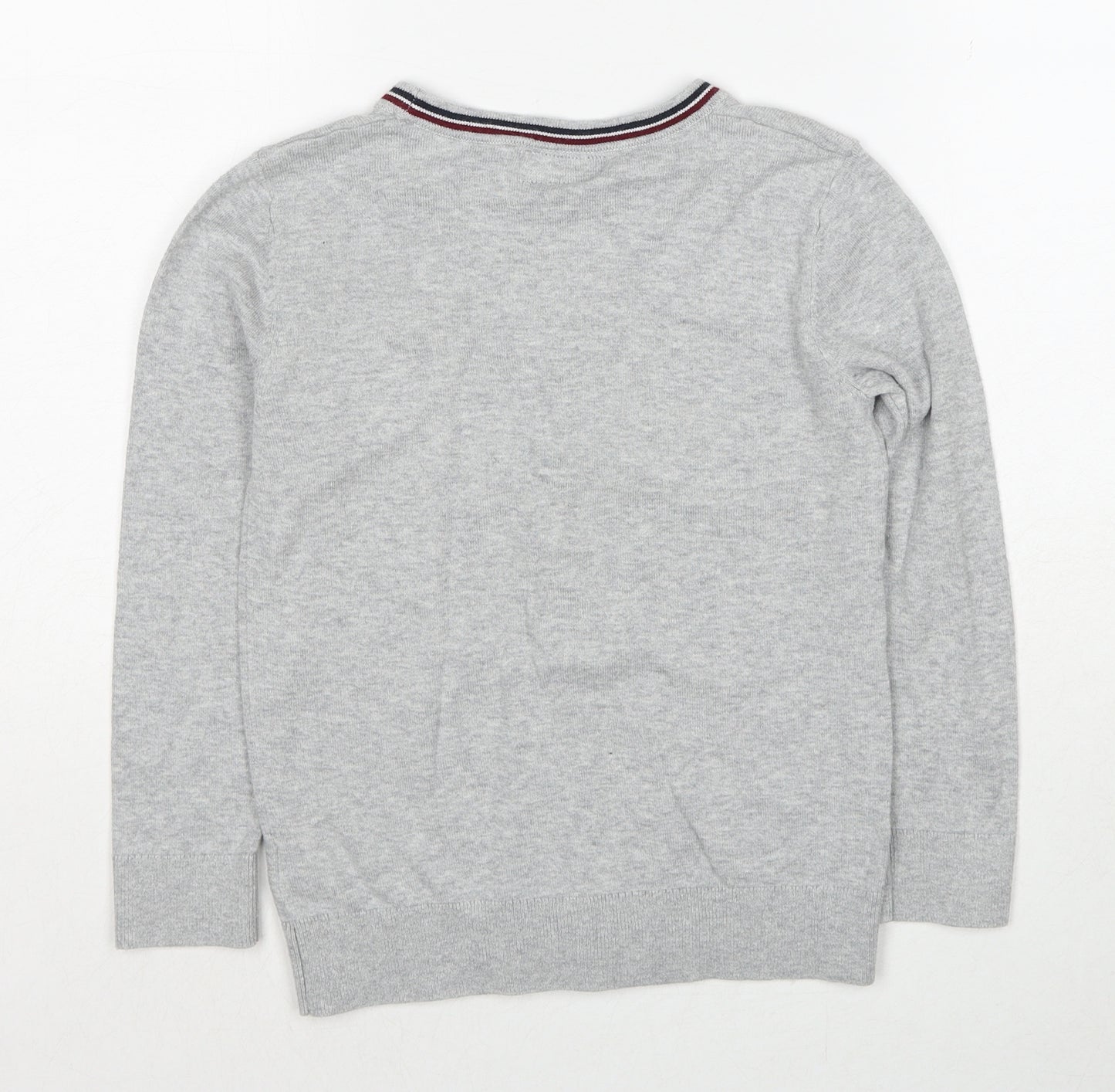 NEXT Boys Grey V-Neck Cotton Cardigan Jumper Size 7 Years Button