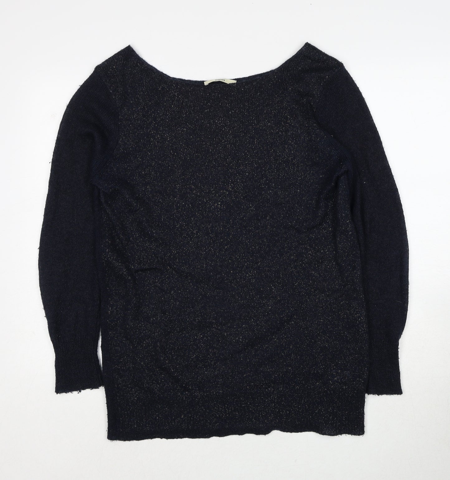 Oasis Womens Blue Boat Neck Acrylic Pullover Jumper Size M