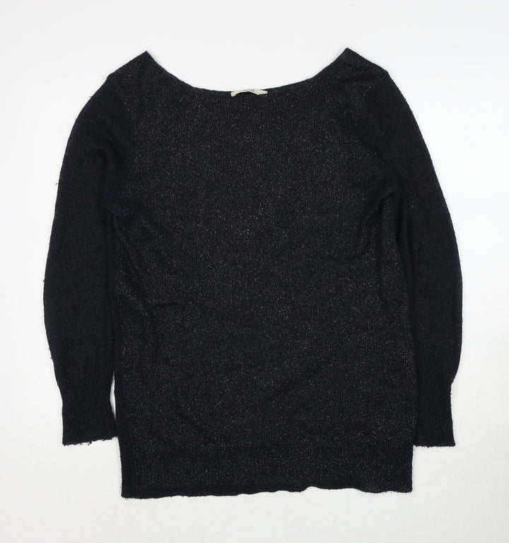 Oasis Womens Blue Boat Neck Acrylic Pullover Jumper Size M