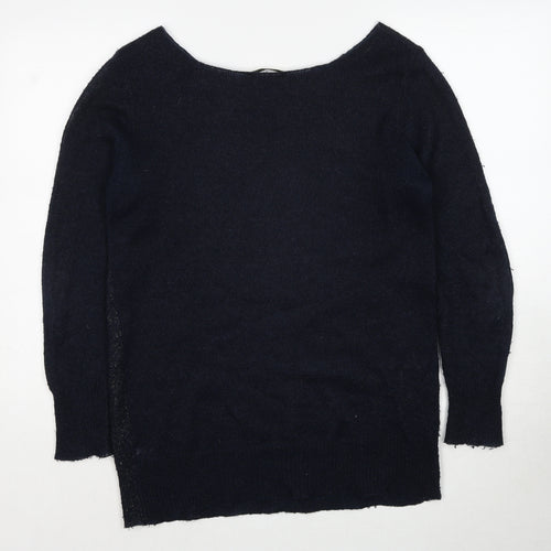 Oasis Womens Blue Boat Neck Acrylic Pullover Jumper Size M