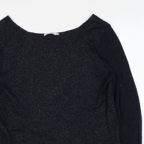 Oasis Womens Blue Boat Neck Acrylic Pullover Jumper Size M