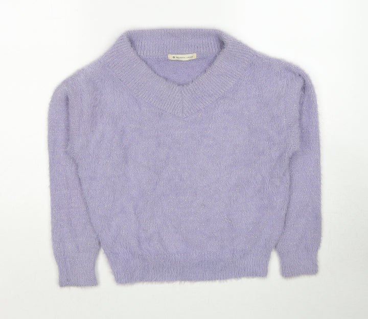 Magestic Legon Womens Purple V-Neck Polyester Pullover Jumper Size M