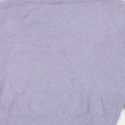 Magestic Legon Womens Purple V-Neck Polyester Pullover Jumper Size M