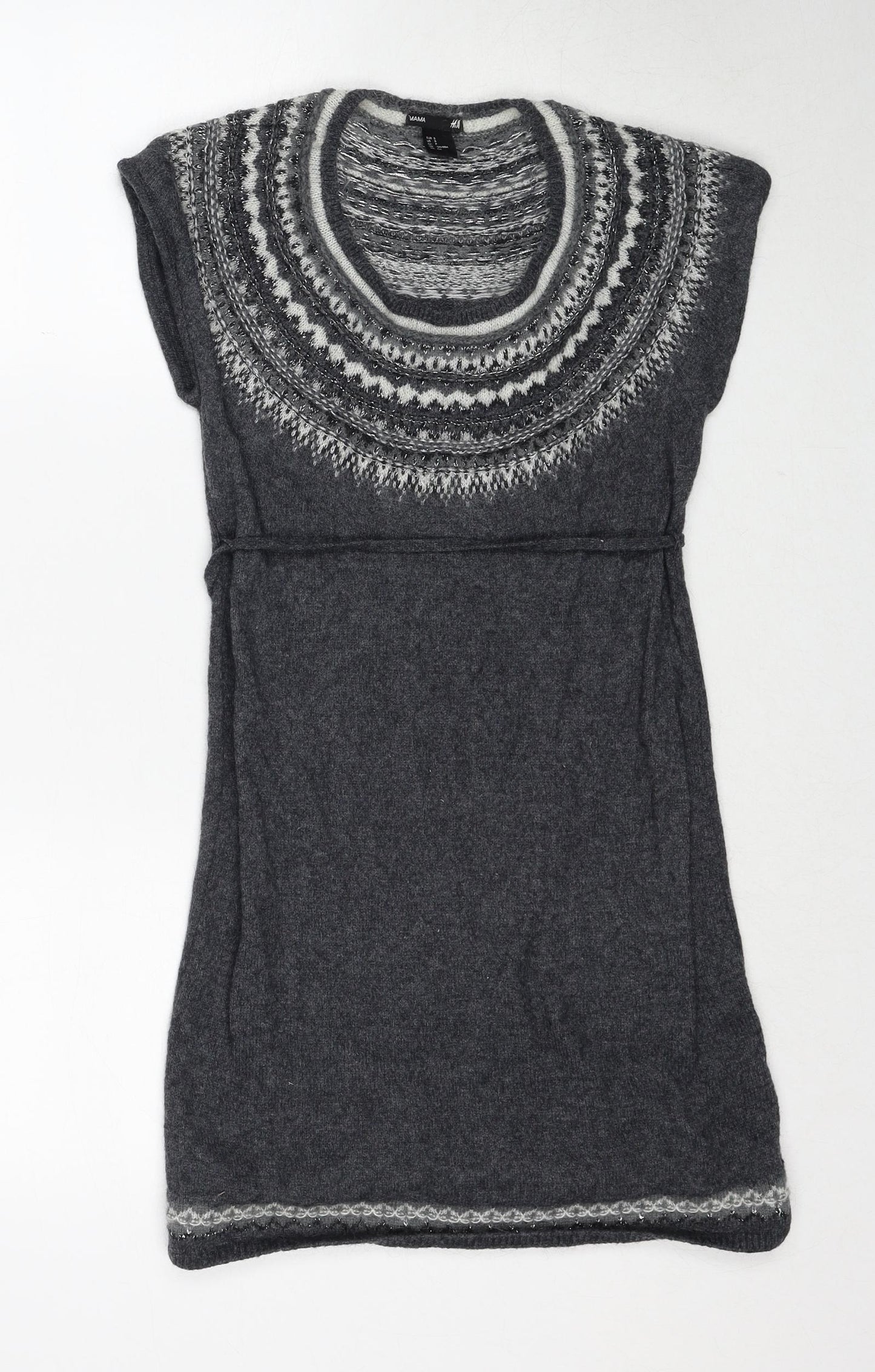 H&M Womens Grey Round Neck Polyamide Pullover Jumper Size S