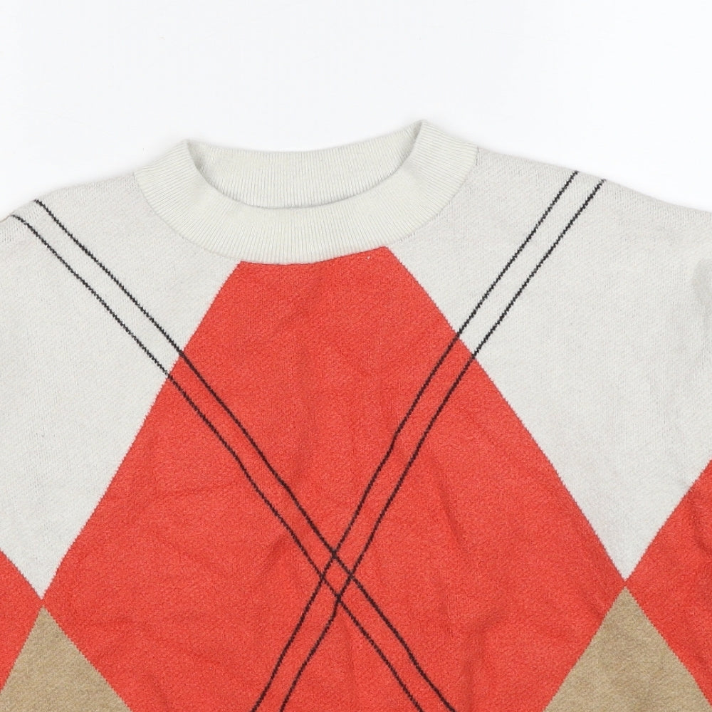 Marks and Spencer Womens Multicoloured Round Neck Argyle/Diamond Viscose Pullover Jumper Size S