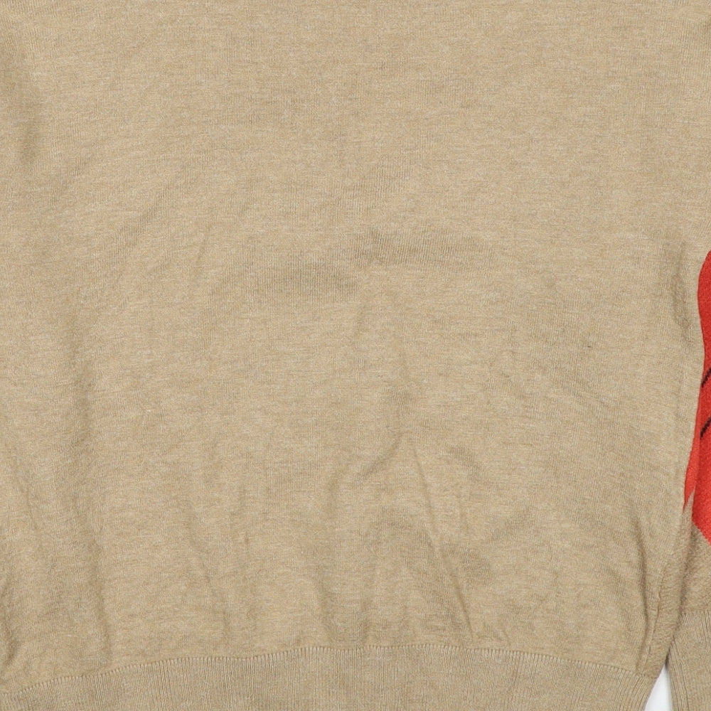 Marks and Spencer Womens Multicoloured Round Neck Argyle/Diamond Viscose Pullover Jumper Size S