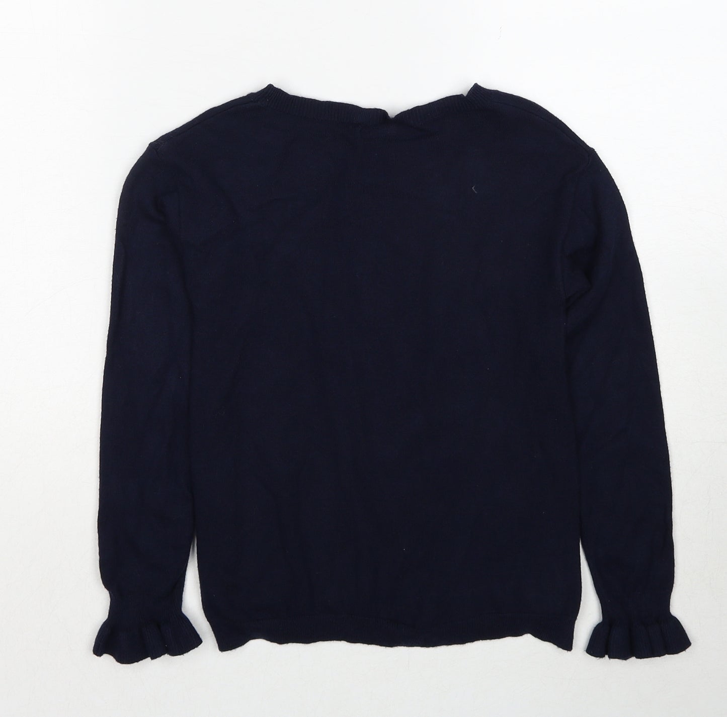 Mayoral Girls Blue Round Neck Viscose Pullover Jumper Size 8 Years Pullover