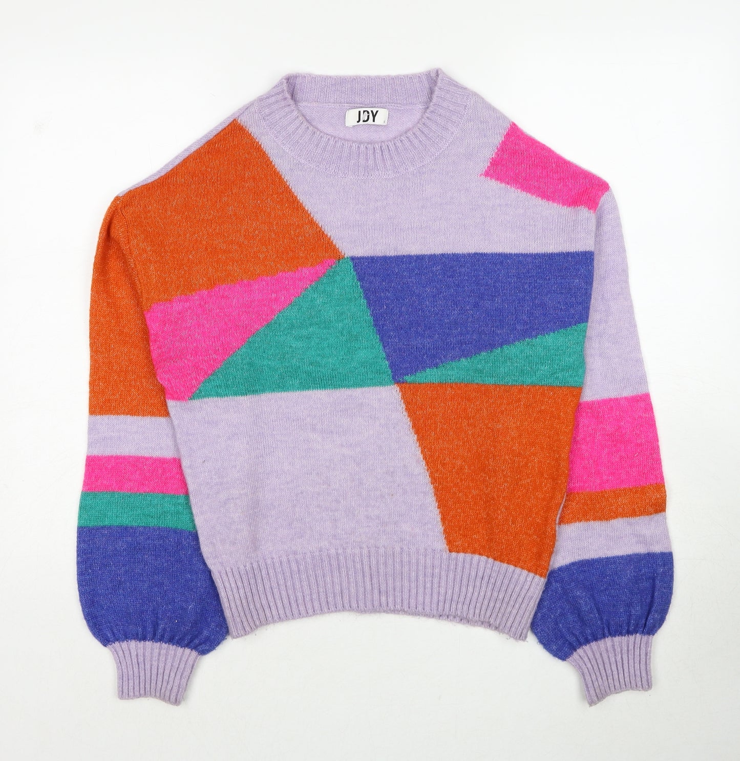 JDY Womens Multicoloured Round Neck Geometric Polyester Pullover Jumper Size S