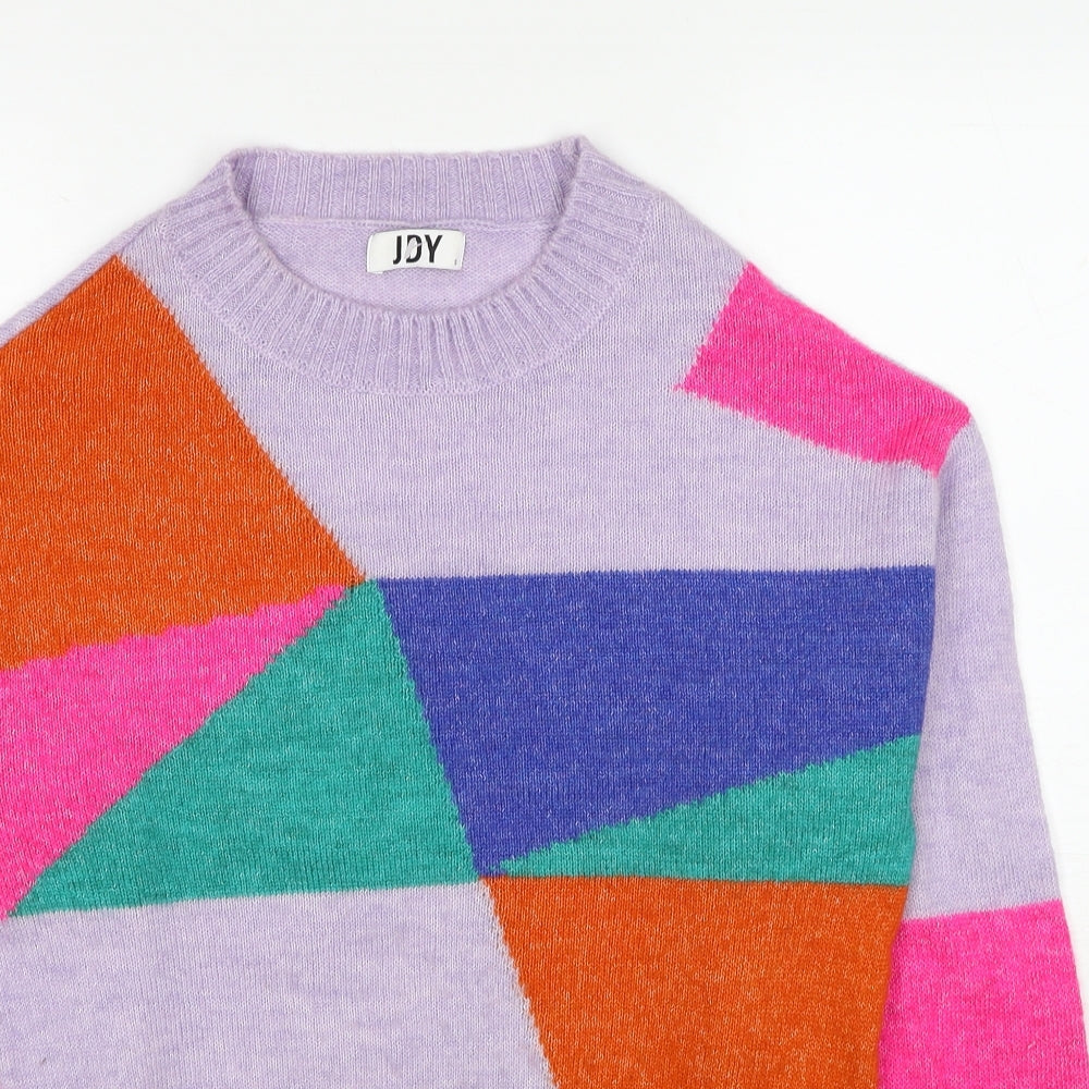 JDY Womens Multicoloured Round Neck Geometric Polyester Pullover Jumper Size S
