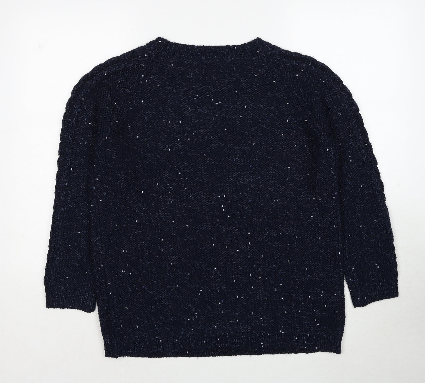 Marks and Spencer Womens Blue Round Neck Acrylic Pullover Jumper Size 16