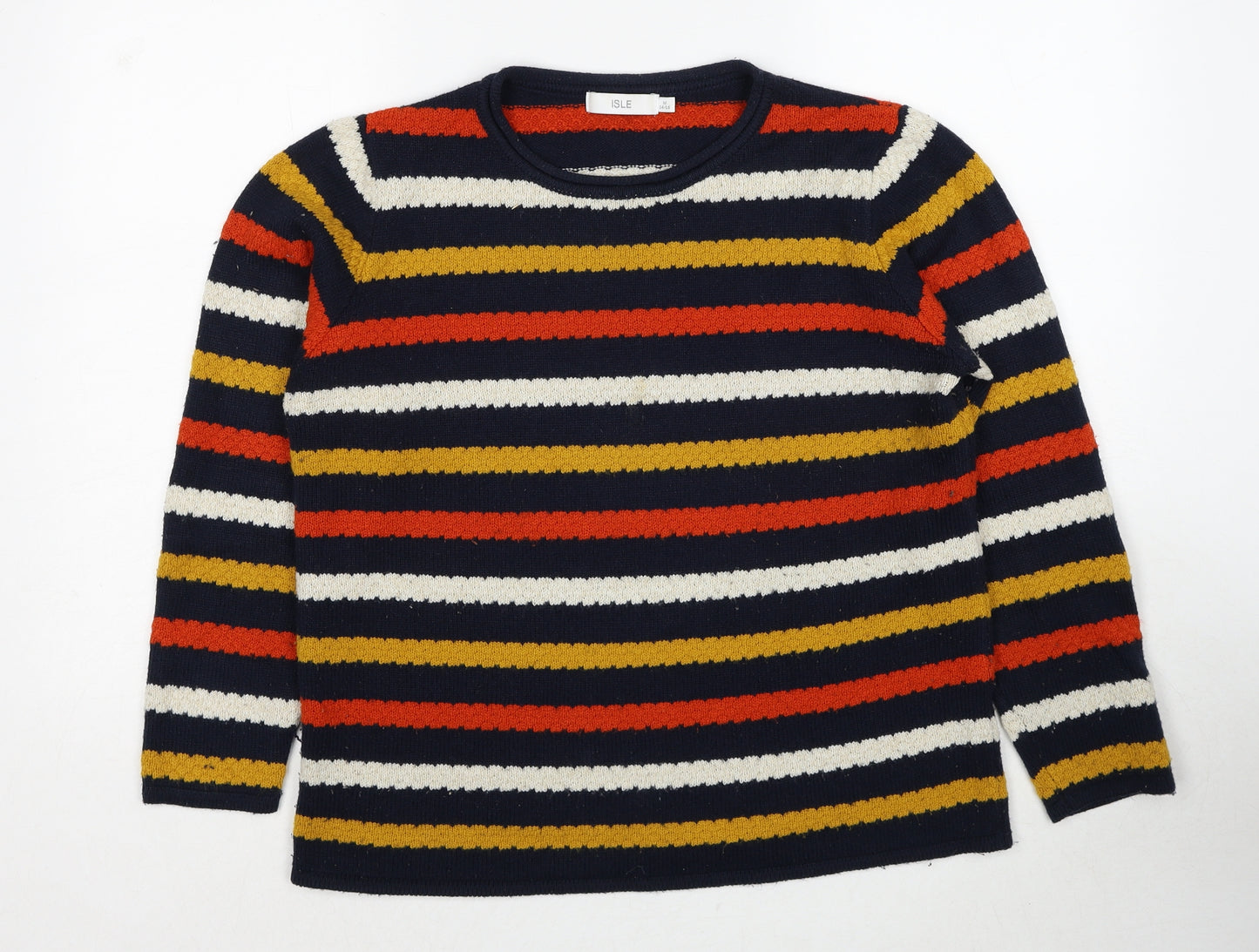 EWM Womens Multicoloured Round Neck Striped Acrylic Pullover Jumper Size 14 - Size 14-16