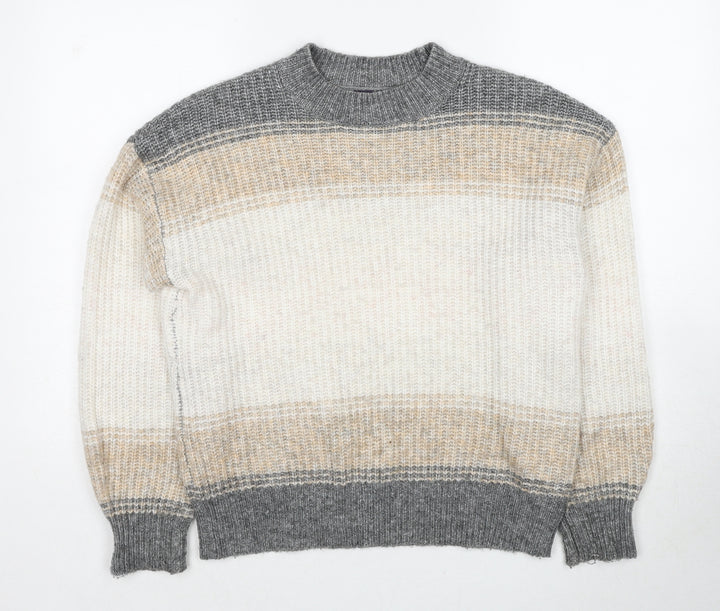 Marks and Spencer Womens Multicoloured Round Neck Striped Polyester Pullover Jumper Size M