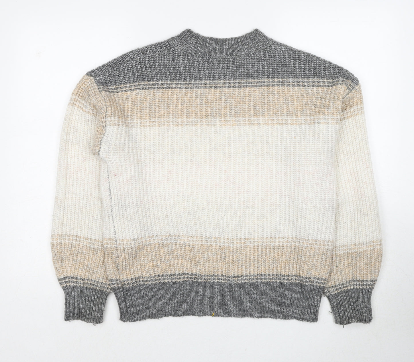 Marks and Spencer Womens Multicoloured Round Neck Striped Polyester Pullover Jumper Size M