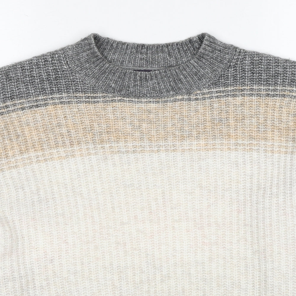 Marks and Spencer Womens Multicoloured Round Neck Striped Polyester Pullover Jumper Size M