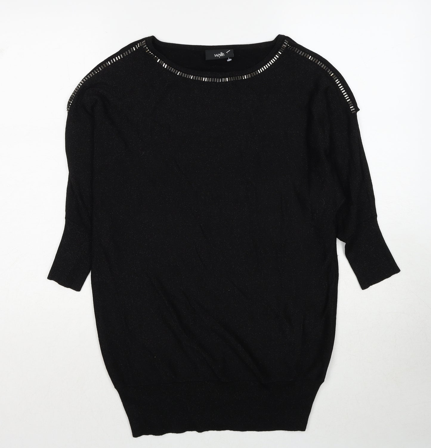 Wallis Womens Black Boat Neck Viscose Pullover Jumper Size S