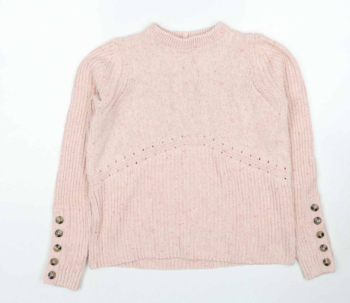 Per Una Womens Pink Round Neck Cotton Pullover Jumper Size S