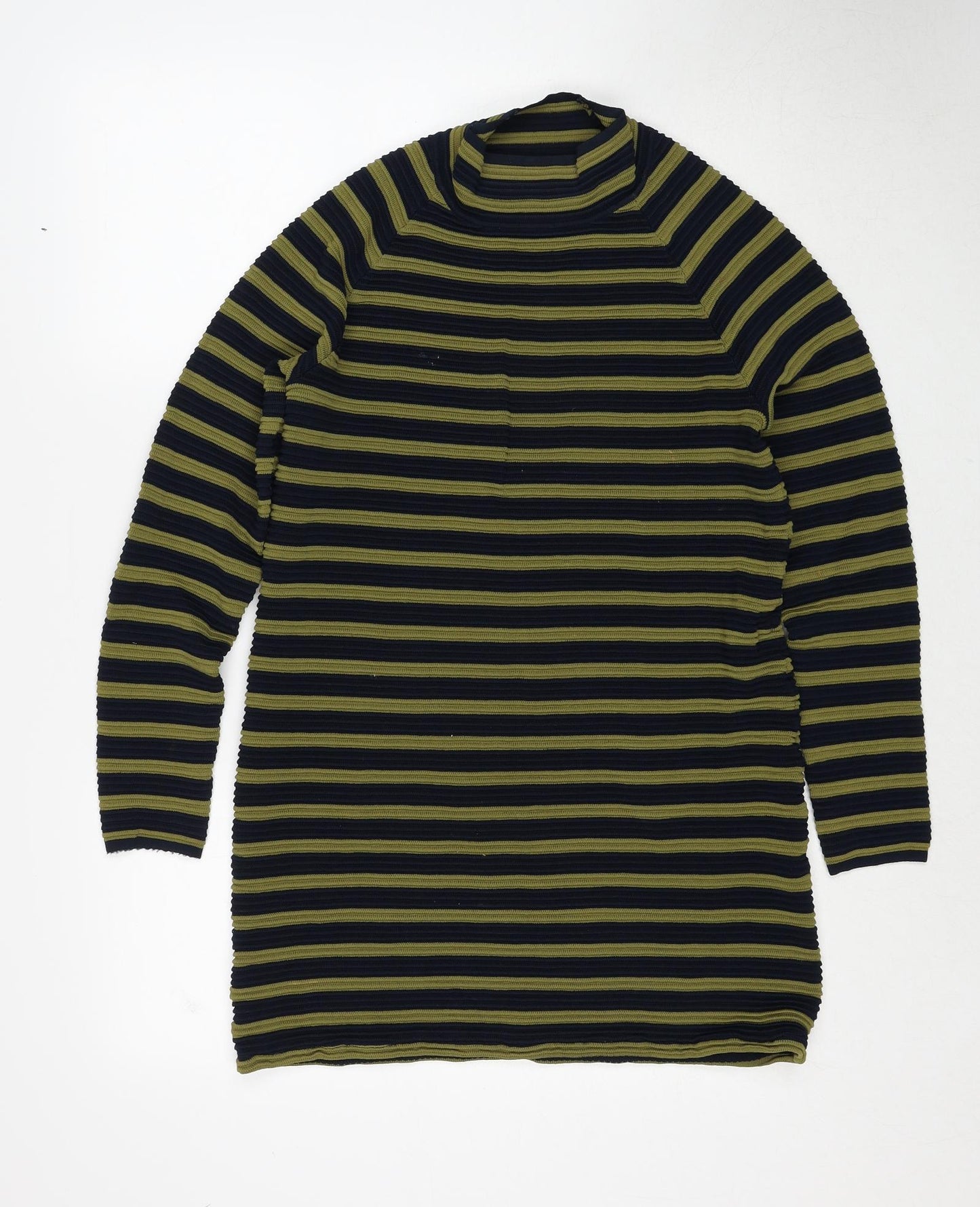 NEXT Womens Black Round Neck Striped Polyester Pullover Jumper Size 12