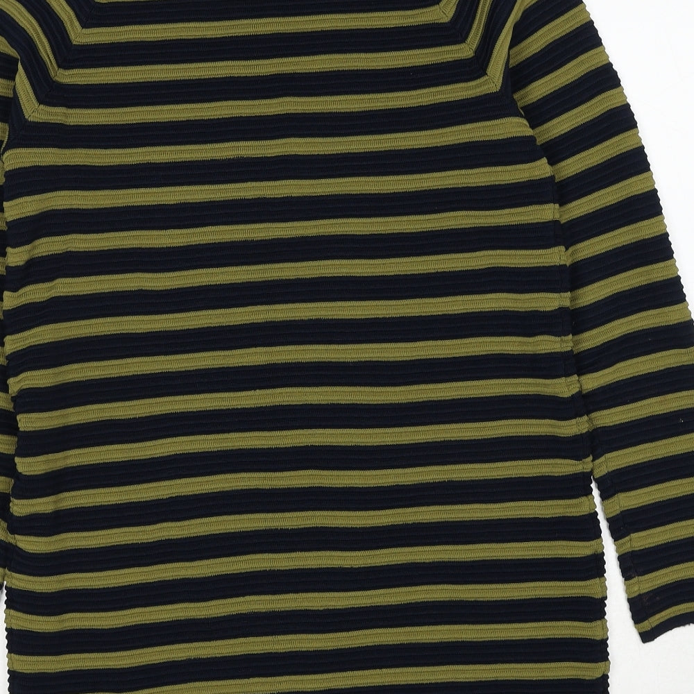 NEXT Womens Black Round Neck Striped Polyester Pullover Jumper Size 12