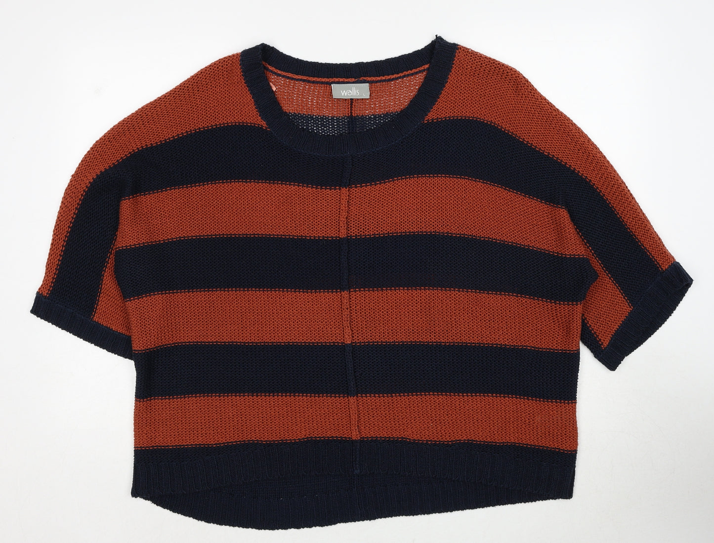 Wallis Womens Beige Round Neck Striped Acrylic Pullover Jumper Size L