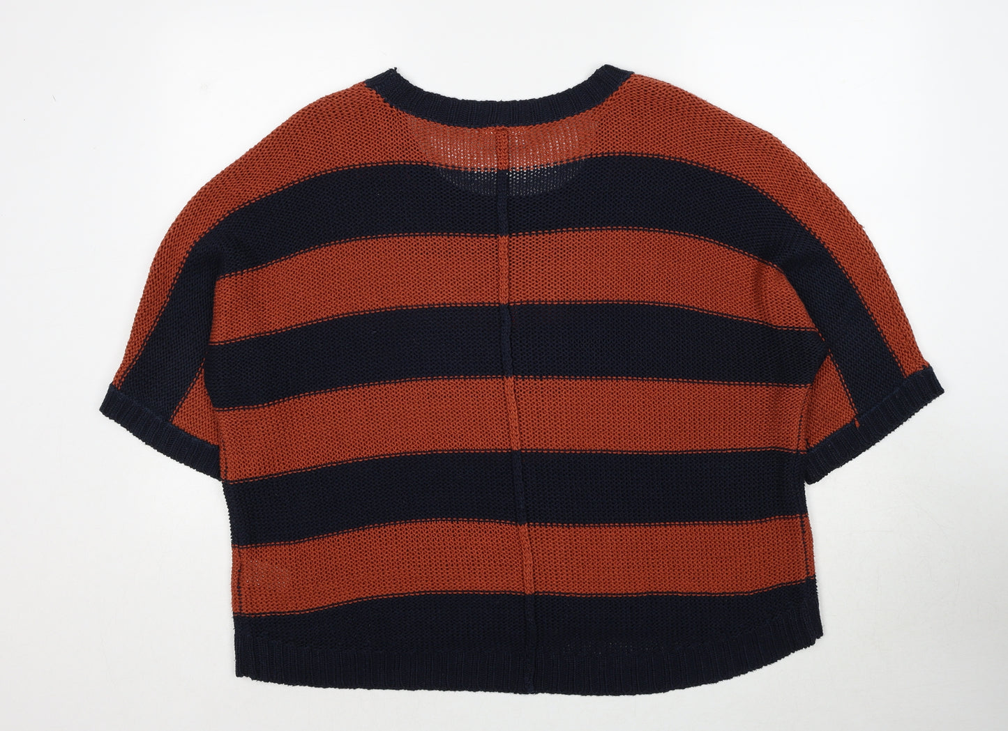 Wallis Womens Beige Round Neck Striped Acrylic Pullover Jumper Size L