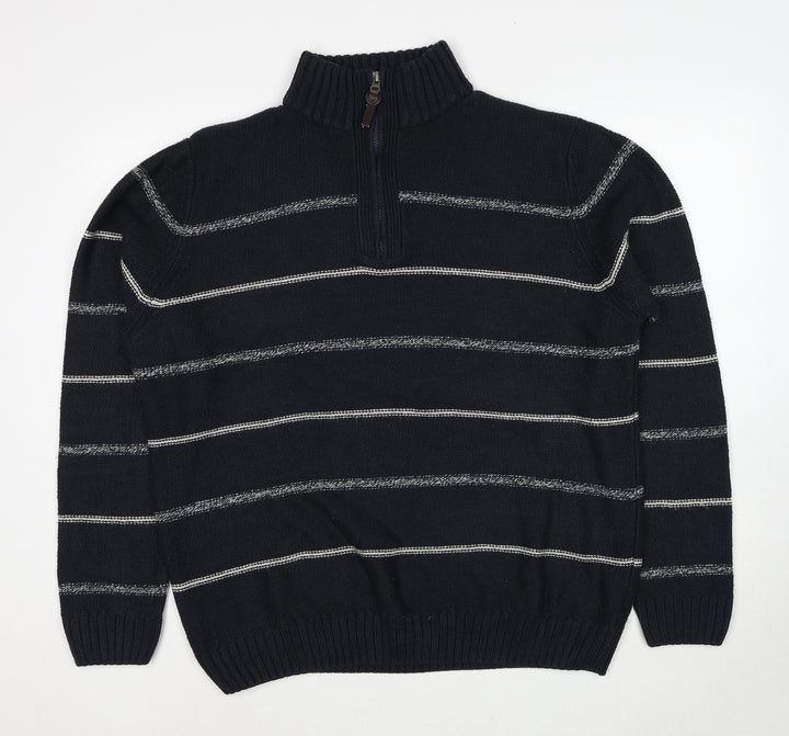 BHS Mens Blue Striped Acrylic Pullover Sweatshirt Size L