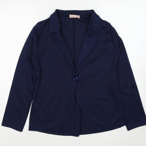 Krisp Womens Blue V-Neck Polyester Cardigan Jumper Size 12