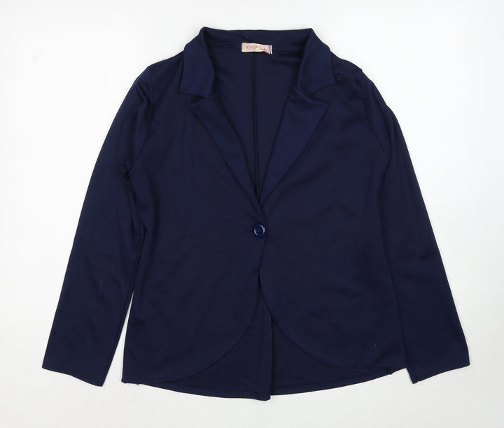 Krisp Womens Blue V-Neck Polyester Cardigan Jumper Size 12