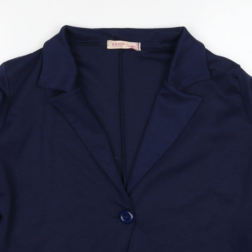 Krisp Womens Blue V-Neck Polyester Cardigan Jumper Size 12