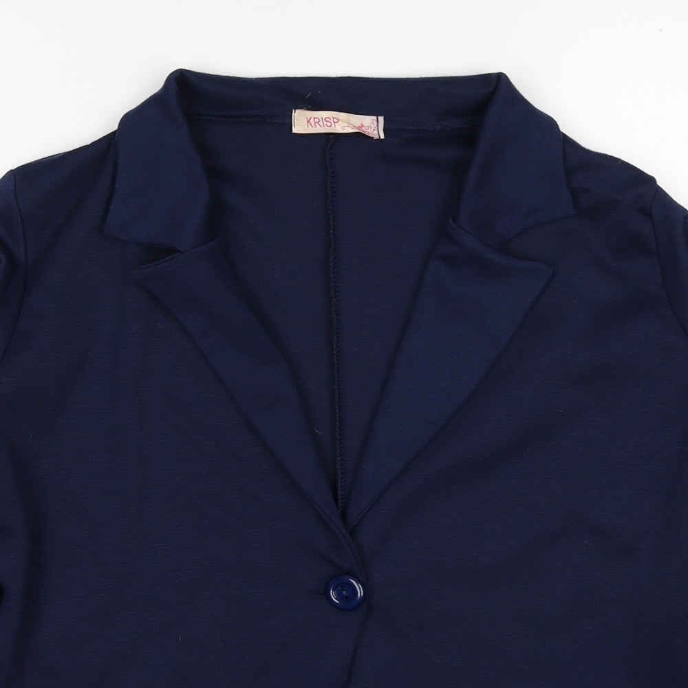 Krisp Womens Blue V-Neck Polyester Cardigan Jumper Size 12