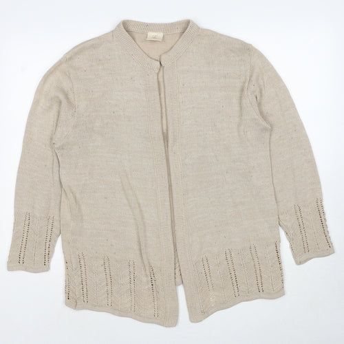 Compliments Womens Beige V-Neck Acrylic Cardigan Jumper Size 16