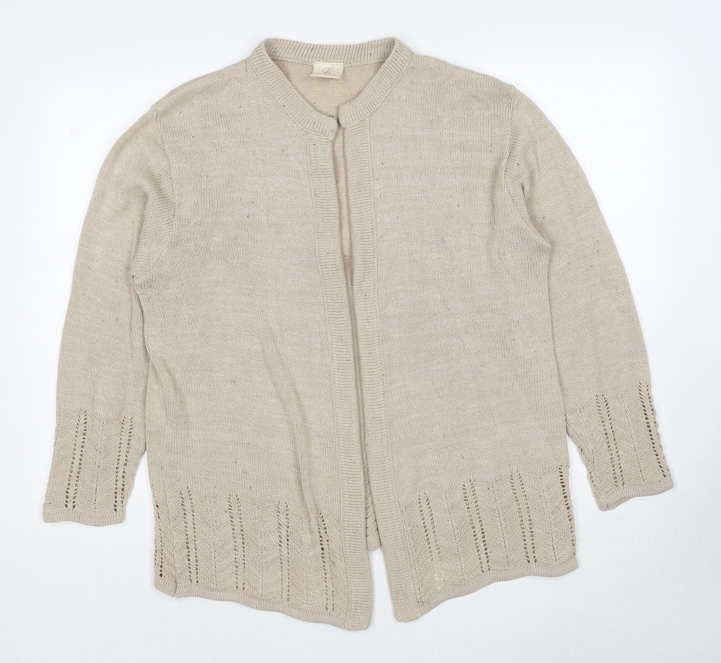 Compliments Womens Beige V-Neck Acrylic Cardigan Jumper Size 16