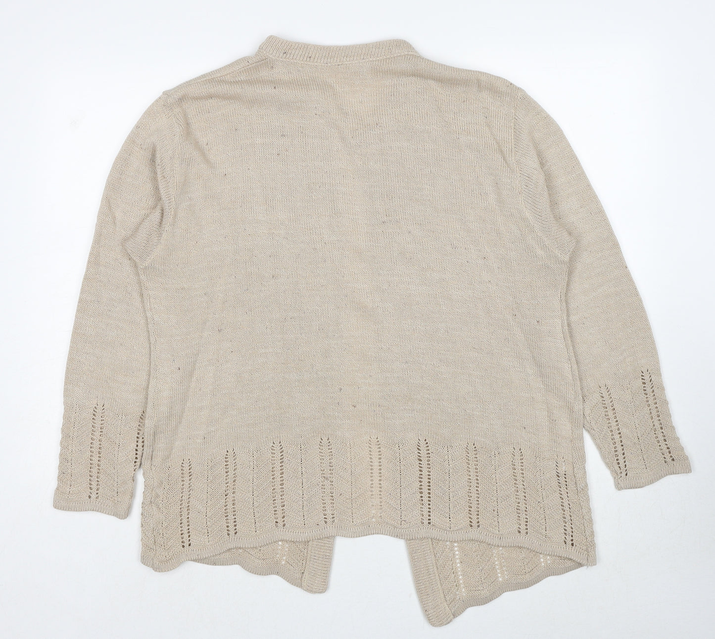 Compliments Womens Beige V-Neck Acrylic Cardigan Jumper Size 16